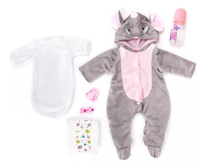 Imagem de Boneca Bebê Reborn Macacão de Elefantinho 100% Silicone