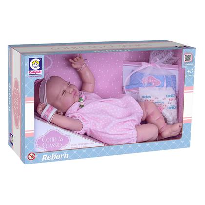 Imagem de Boneca Bebê Reborn Menina Classics Vinil 44cm Com Acessórios