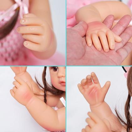 Imagem de Boneca Bebê Reborn Menina Gatinha Realista Brastoy 100% Silicone Pode Dar Banho Conjunto de Roupa Chupeta Mamadeira e Pelúcia