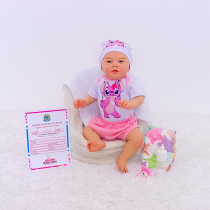 Imagem de Boneca Bebê Reborn Menina Mary Realista Angel Original Corpinho Em Silicone Com Bolsa Maternidade