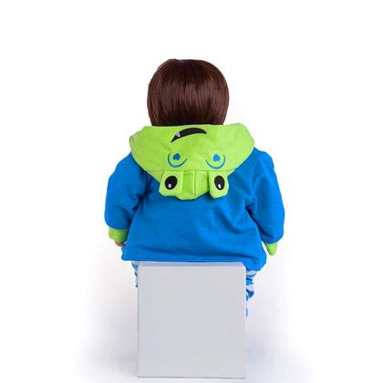 Imagem de Boneca Bebê Reborn Menino Girafinha Realista Brastoy 100% Silicone Pode Dar Banho Conjunto de Roupa Chupeta Mamadeira e Pelúcia