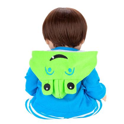 Imagem de Boneca Bebê Reborn Menino Girafinha Realista Brastoy 100% Silicone Pode Dar Banho Conjunto de Roupa Chupeta Mamadeira e Pelúcia