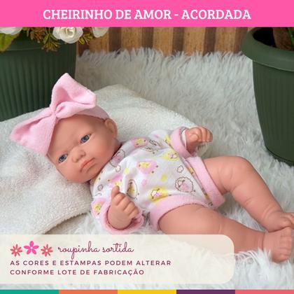 Imagem de Boneca Bebê Reborn Mini Cheirinho Amor Petit Dormindo 23 Cm