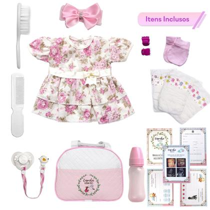 Imagem de Boneca Bebê Reborn Morena 55cm Cabelo Cacheado Pode Dar Banho Com 20 Acessórios Envio Imediato
