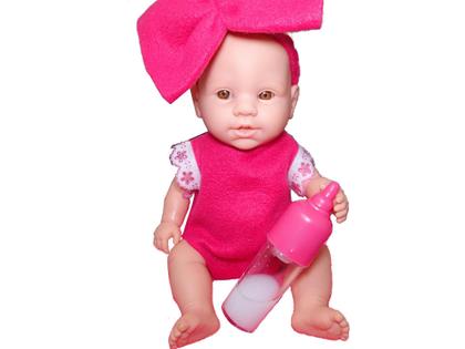 Imagem de Boneca bebê reborn pequena Acessórios mamadeira magica Bebezinho Brinquedo menina Fralda Chupeta rosa Naninha Edelzinha vinil ED1 Brinquedos
