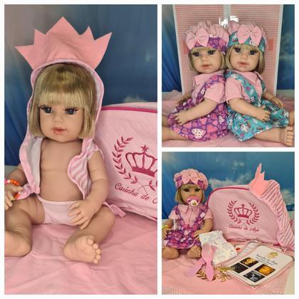 Imagem de Boneca Bebê Reborn Realista 22 Itens Menina Loira Bolsa Maternidade Silicone 50 cm Boneca Lol Baby Bb Grande Alive Bebe Rebornei Omg Original
