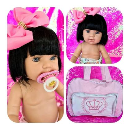 Imagem de Boneca Bebê Reborn Realista 22 Itens Menina Morena Bolsa Maternidade Silicone Original Maria Baby Clara Alive Realista Boneca Bebê Reborn Reborne Bb