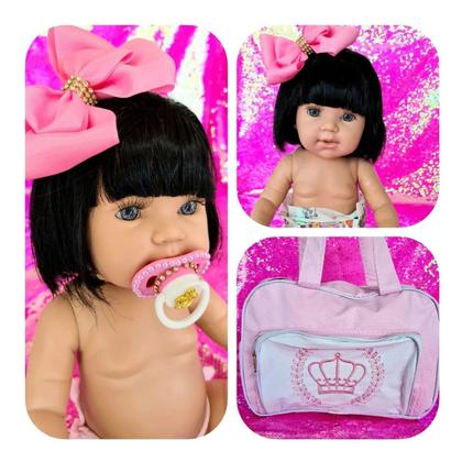 Imagem de Boneca Bebê Reborn Realista 22 Itens Menina Morena Bolsa Maternidade Silicone Original Maria Baby Clara Alive Realista Boneca Bebê Reborn Reborne Bb