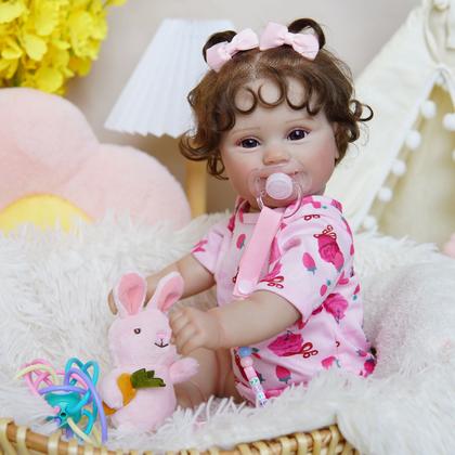 Imagem de Boneca Bebê Reborn Realista Brastoy 48 cm Silicone Kit Conjunto de Roupa Mamadeira Chupeta Certidão Fralda e Pelúcia