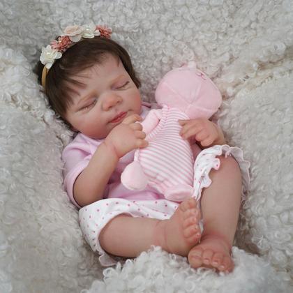 Imagem de Boneca Bebê Reborn Realista Brastoy Original 48cm Silicone Kit Acessórios Conjunto de Roupa Chupeta Mamadeira e Pelúcia