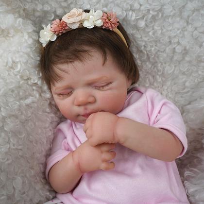 Imagem de Boneca Bebê Reborn Realista Brastoy Original 48cm Silicone Kit Acessórios Conjunto de Roupa Chupeta Mamadeira e Pelúcia