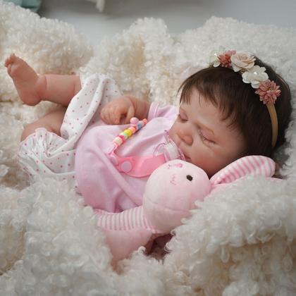 Imagem de Boneca Bebê Reborn Realista Brastoy Original 48cm Silicone Kit Acessórios Conjunto de Roupa Chupeta Mamadeira e Pelúcia