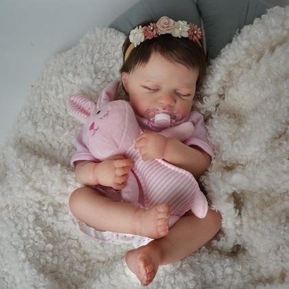 Imagem de Boneca Bebê Reborn Realista Brastoy Original 48cm Silicone Kit Acessórios Conjunto de Roupa Chupeta Mamadeira e Pelúcia