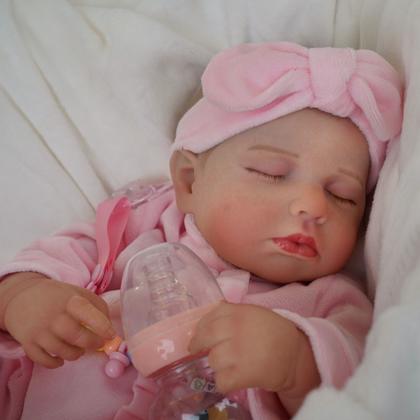 Imagem de Boneca Bebê Reborn Realista Brastoy Original 48cm Silicone Kit Acessórios Conjunto de Roupa Chupeta Mamadeira e Pelúcia