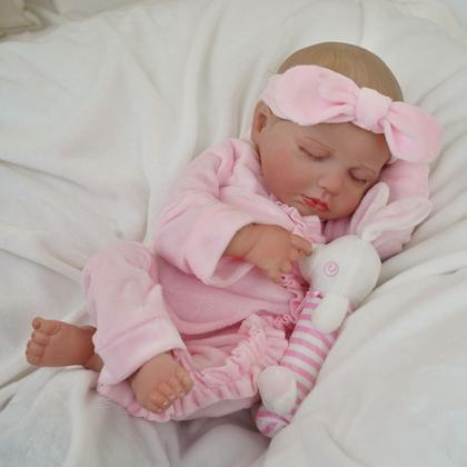 Imagem de Boneca Bebê Reborn Realista Brastoy Original 48cm Silicone Kit Acessórios Conjunto de Roupa Chupeta Mamadeira e Pelúcia