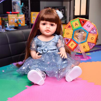 Imagem de Boneca Bebê Reborn Realista Brastoy Silicone Conjunto de Roupa Chupeta Mamadeira e Pelúcia Original Completo