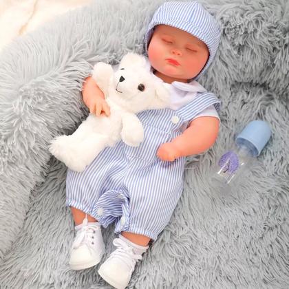 Imagem de Boneca Bebê Reborn Realista Brastoy Silicone Conjunto de Roupa Chupeta Mamadeira e Pelúcia Original Completo