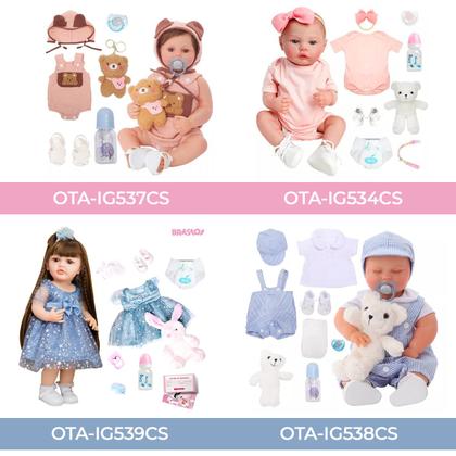 Imagem de Boneca Bebê Reborn Realista Brastoy Silicone Conjunto de Roupa Chupeta Mamadeira e Pelúcia Original Completo