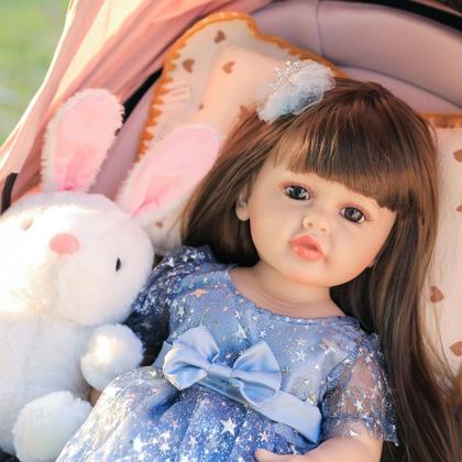 Imagem de Boneca Bebê Reborn Realista Brastoy Silicone Conjunto de Roupa Chupeta Mamadeira e Pelúcia Original Completo