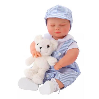 Imagem de Boneca Bebê Reborn Realista Brastoy Silicone Conjunto de Roupa Chupeta Mamadeira e Pelúcia Original Completo