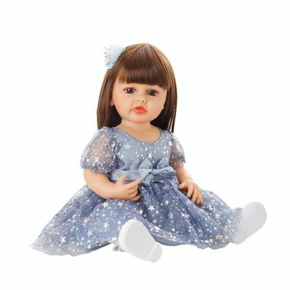 Imagem de Boneca Bebê Reborn Realista Brastoy Silicone Conjunto de Roupa Chupeta Mamadeira e Pelúcia Original Completo