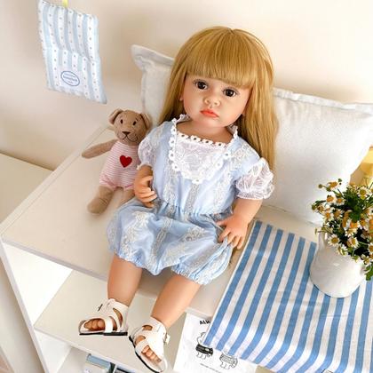 Imagem de Boneca Bebê Reborn Realista Brastoy Silicone Conjunto de Roupa Chupeta Mamadeira e Pelúcia Original Completo