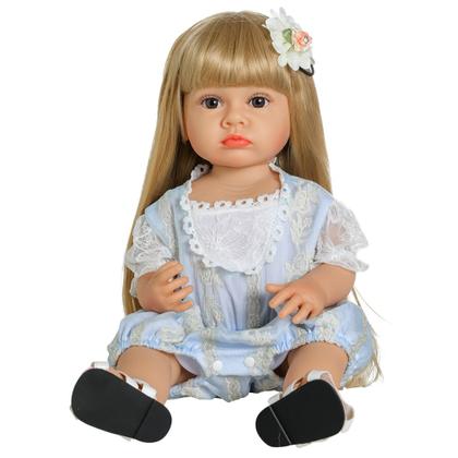 Imagem de Boneca Bebê Reborn Realista Brastoy Silicone Conjunto de Roupa Chupeta Mamadeira e Pelúcia Original Completo