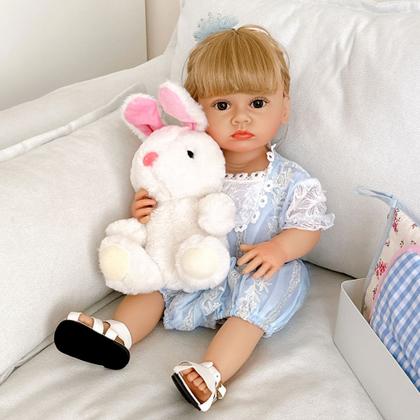 Imagem de Boneca Bebê Reborn Realista Brastoy Silicone Conjunto de Roupa Chupeta Mamadeira e Pelúcia Original Completo