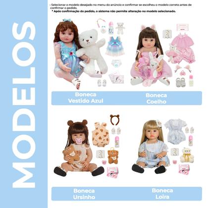 Imagem de Boneca Bebê Reborn Realista Brastoy Silicone Conjunto de Roupa Chupeta Mamadeira e Pelúcia Original Completo
