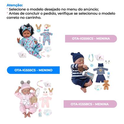 Imagem de Boneca Bebê Reborn Realista Brastoy Silicone Conjunto de Roupa Chupeta Mamadeira e Pelúcia Original Completo