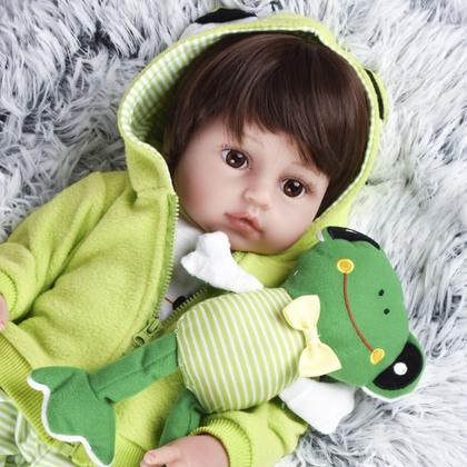 Imagem de Boneca Bebê Reborn Realista Brastoy Silicone Conjunto de Roupa Chupeta Mamadeira e Pelúcia Original Completo