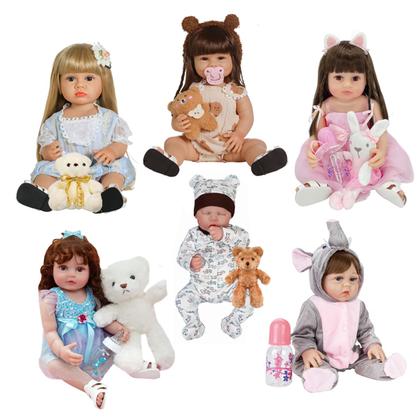 Imagem de Boneca Bebê Reborn Realista Brastoy Silicone Conjunto de Roupa Chupeta Mamadeira e Pelúcia Original Completo