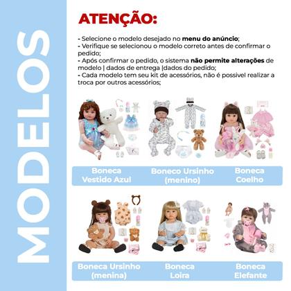 Imagem de Boneca Bebê Reborn Realista Brastoy Silicone Conjunto de Roupa Chupeta Mamadeira e Pelúcia Original Completo