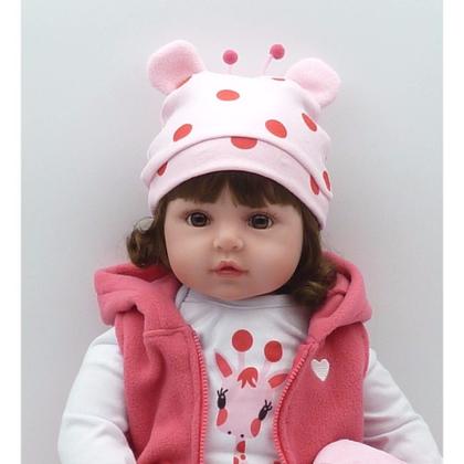 Imagem de Boneca Bebê Reborn Realista de Silicone NPK 48cm e Girafinha