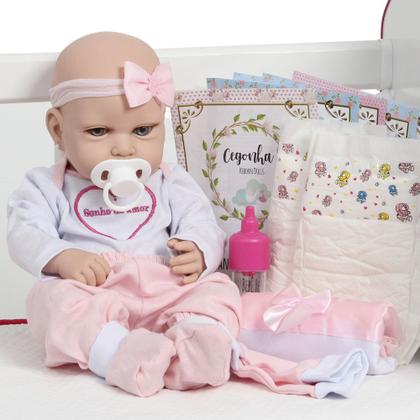 Imagem de Boneca Bebê Reborn Realista Fofinha Conjunto Luxo + Itens