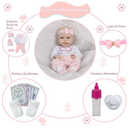 Imagem de Boneca Bebê Reborn Realista Fofinha Conjunto Luxo + Itens
