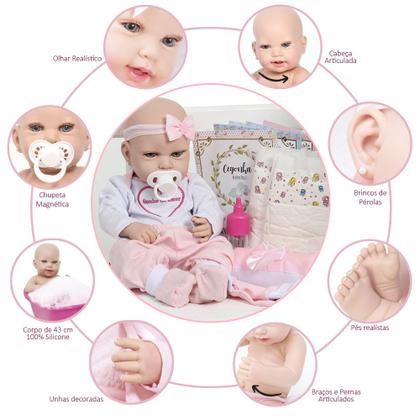 Imagem de Boneca Bebê Reborn Realista Fofinha Conjunto Luxo + Itens