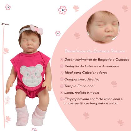 Imagem de Boneca Bebê Reborn Realista Lívia Fio a Fio Roupa Ursinho