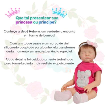 Imagem de Boneca Bebê Reborn Realista Lívia Fio a Fio Roupa Ursinho