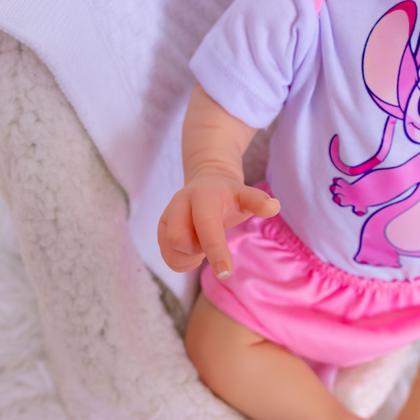 Imagem de Boneca Bebê Reborn Realista Mary Angel Menina Silicone Pode dar Banho Kit Bolsa Maternidade