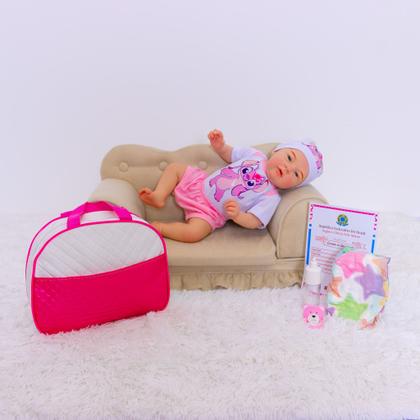 Imagem de Boneca Bebê Reborn Realista Mary Angel Menina Silicone Pode dar Banho Kit Bolsa Maternidade