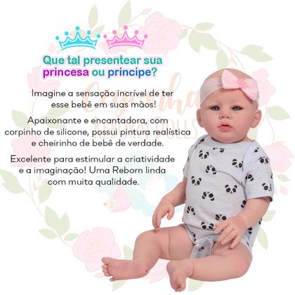 Imagem de Boneca Bebe Reborn Realista Panda Pelúcia Corpo de Silicone