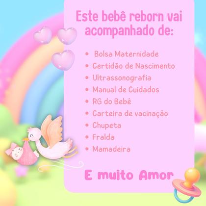 Imagem de Boneca Bebê Reborn Realista Siliconada Kit Bolsa de Maternidade 