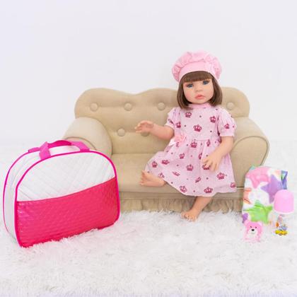 Imagem de Boneca Bebê Reborn Realista Siliconada Kit Bolsa de Maternidade 