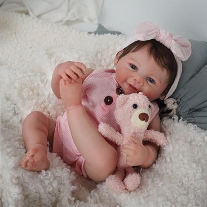 Imagem de Boneca Bebê Reborn Realista Silicone Conjunto de Roupa Chupeta Mamadeira e Pelúcia