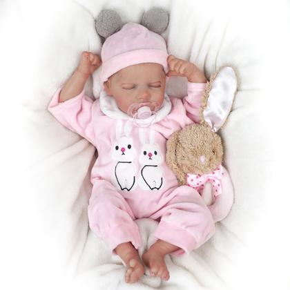 Imagem de Boneca Bebê Reborn Realista Silicone Conjunto de Roupa Chupeta Mamadeira e Pelúcia Original Completo