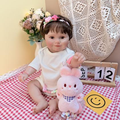 Imagem de Boneca Bebê Reborn Realista Silicone Conjunto de Roupa Chupeta Mamadeira e Pelúcia Pode Dar Banho Roupa