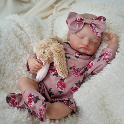 Imagem de Boneca Bebê Reborn Realista Silicone Kit Conjunto de Roupa Chupeta Mamadeira e Pelúcia