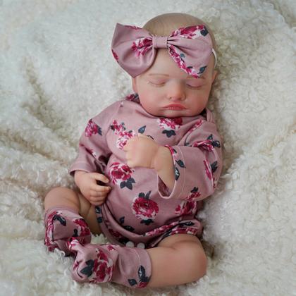 Imagem de Boneca Bebê Reborn Realista Silicone Kit Conjunto de Roupa Chupeta Mamadeira e Pelúcia