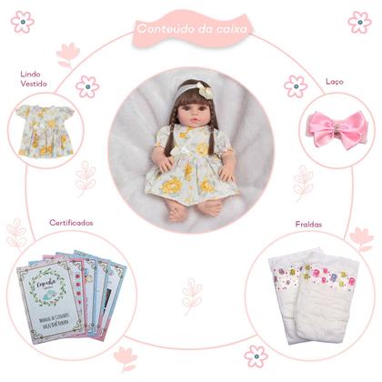 Imagem de Boneca Bebê Reborn Realista Valentina Com Lindo Vestido
